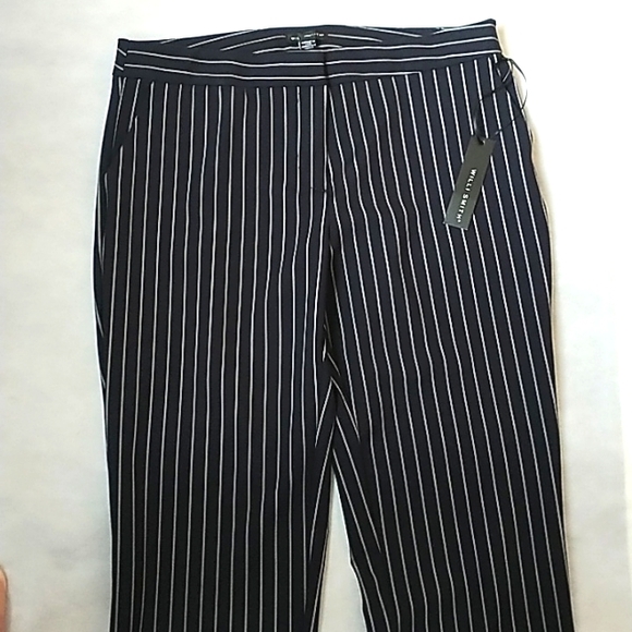 Willi Smith Flat Front Dress  Pants Blue & White Stripe - Picture 3 of 11